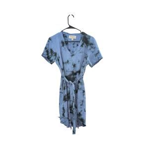 Anthropologie Cloth & Stone Liv Tie-Front Blue Tie Dye Mini Dress Size M